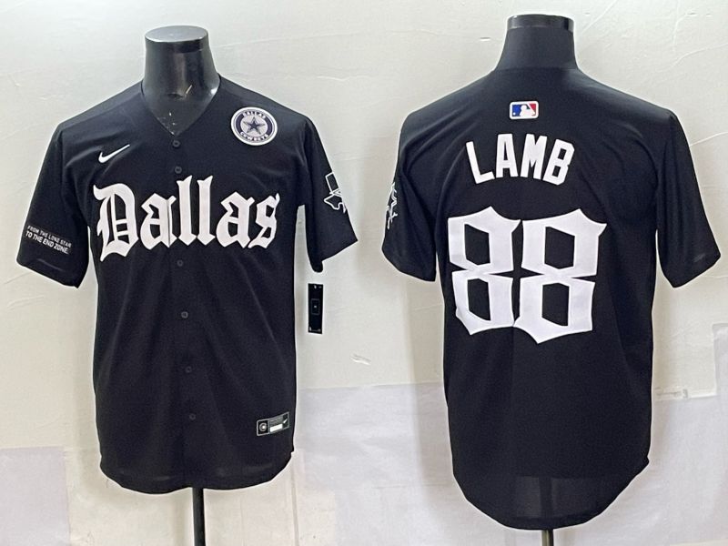 Men 2025 Nike Dallas Cowboys 88 Lamb Black 5th generation Joint Name Limited NFL Jersey 012